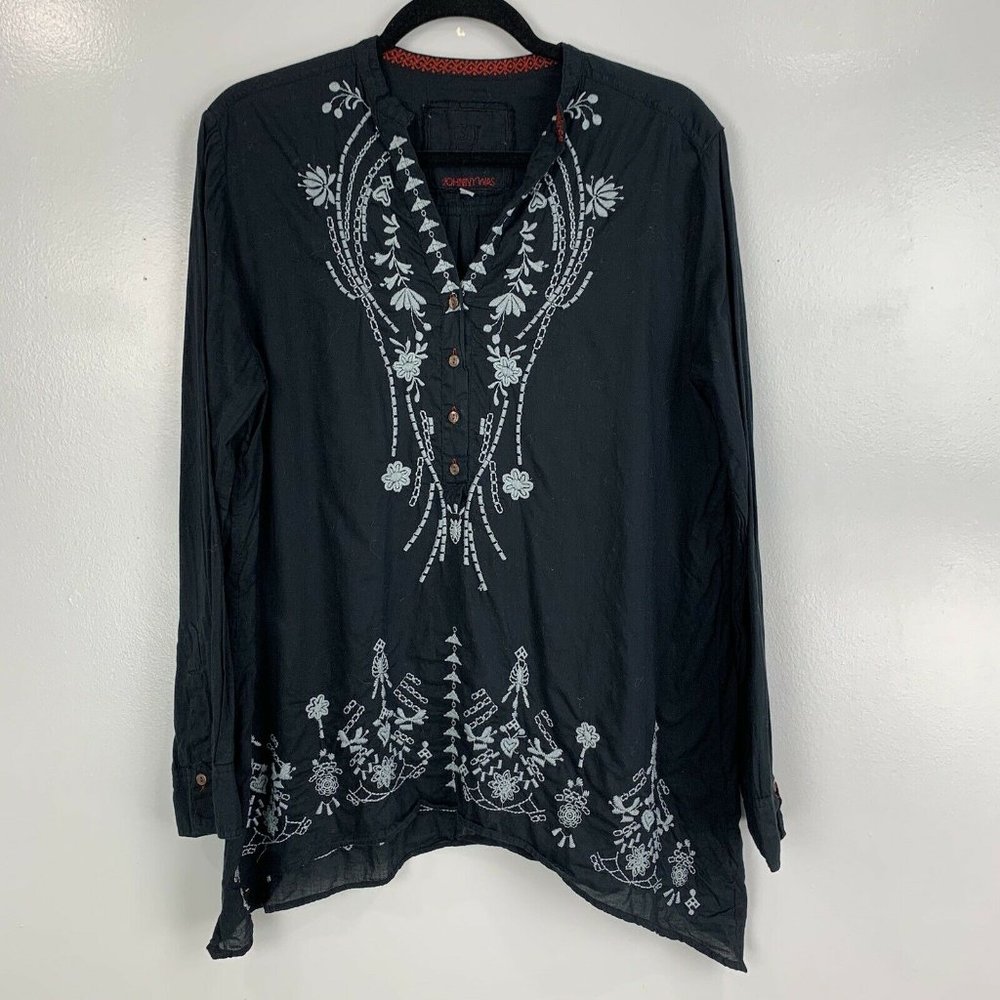 Johnny Was 3J Workshop Long Sleeve Embroidered Top